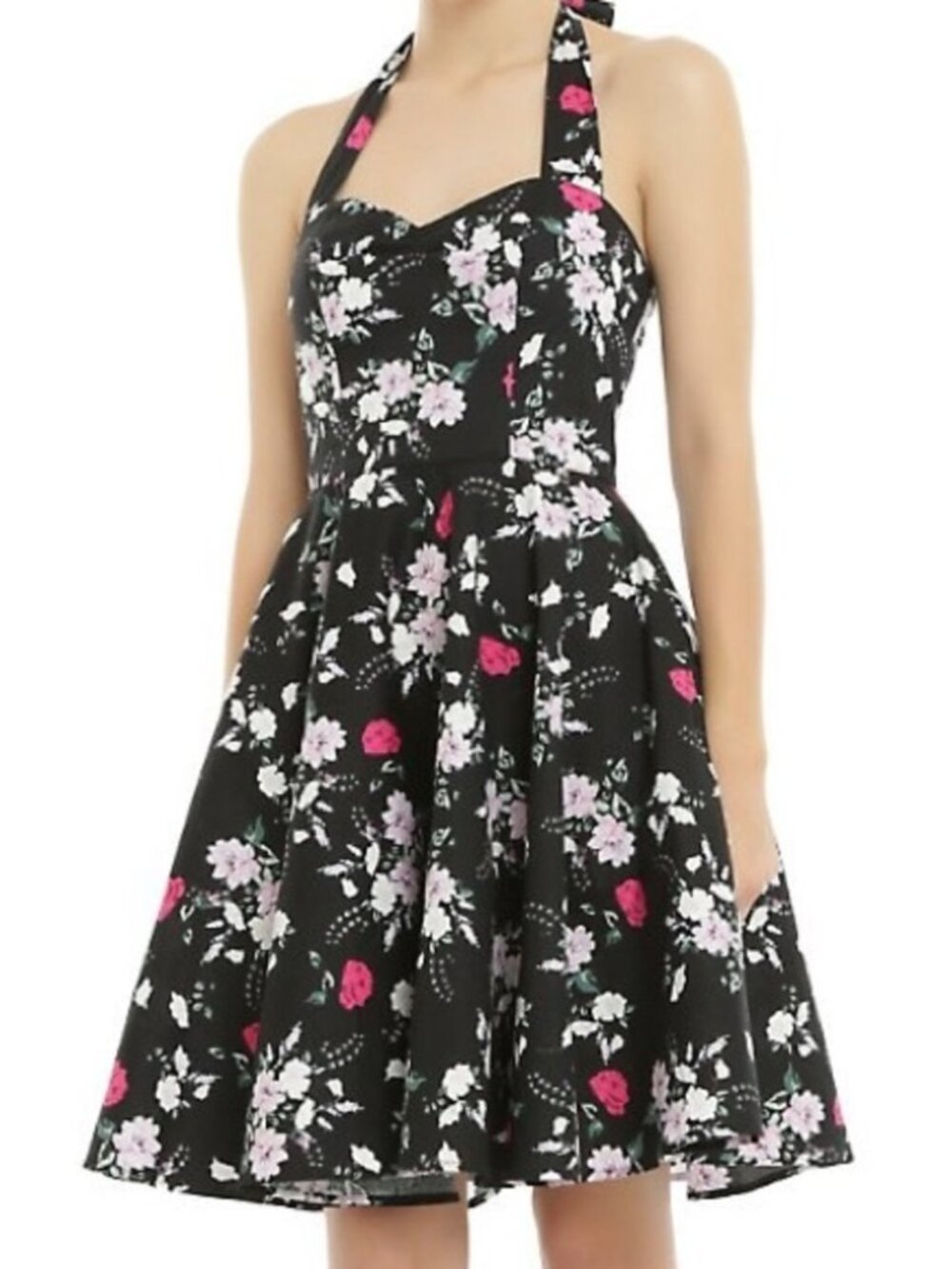 Hell Bunny Melissa Floral Pin-Up Rockabilly Retro Halter Dress